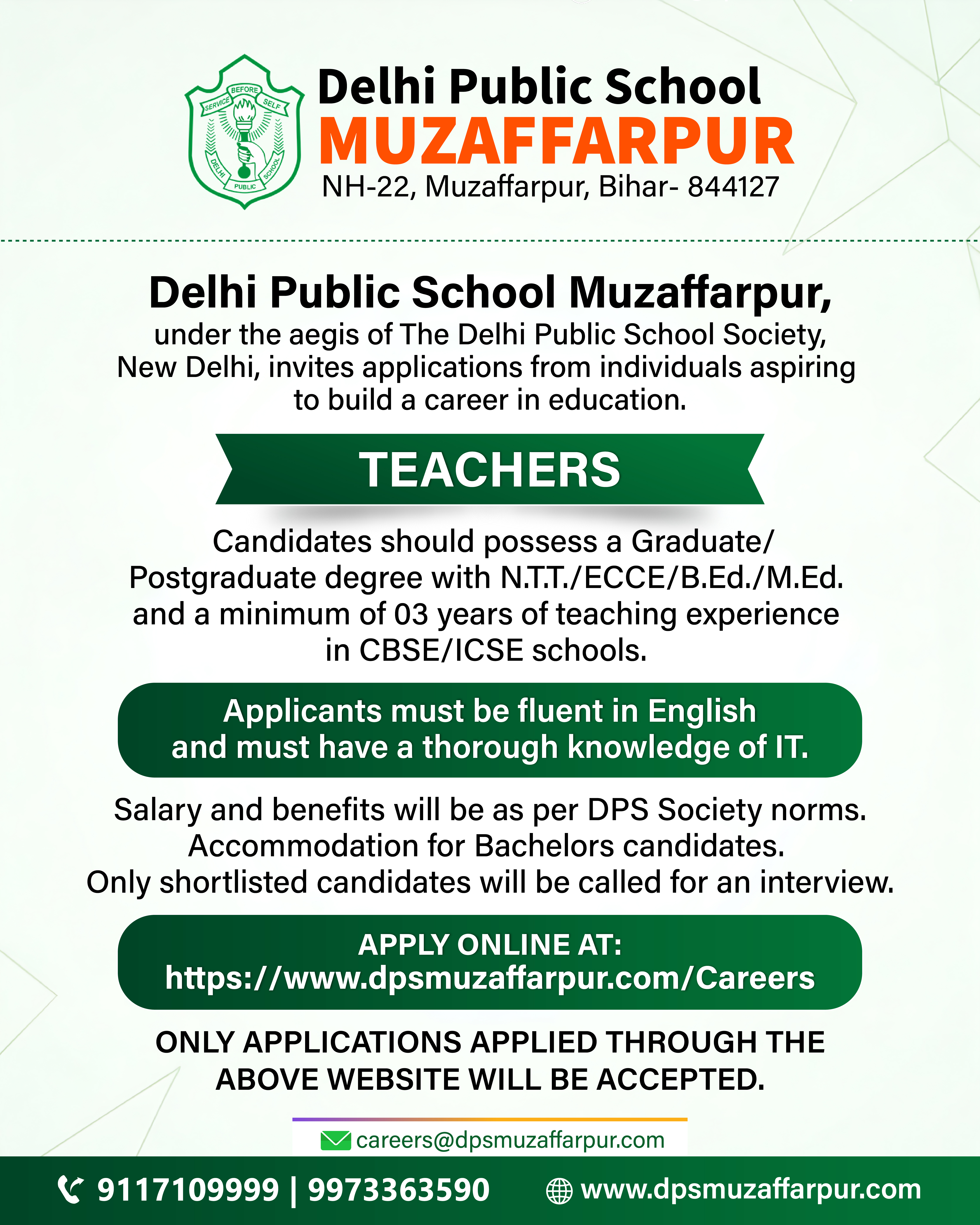 Careers at Delhi Public School Muzaffarpur